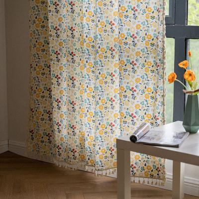 China Insulated American Design Dining Room Floral Printing Curtain Finished Kitchen Window Decoration Curtain for sale