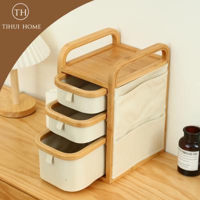 China Bamboo Type Storage Boxes Cosmetics Jewelry Stationery Tihui Sustainable Home Drawer Desk Organizer for sale