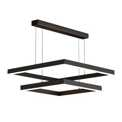 China Modern Contemporary LED Chandelier Acrylic Black Pendant Lighting New Design Square Living Room Hanging Lamp for sale