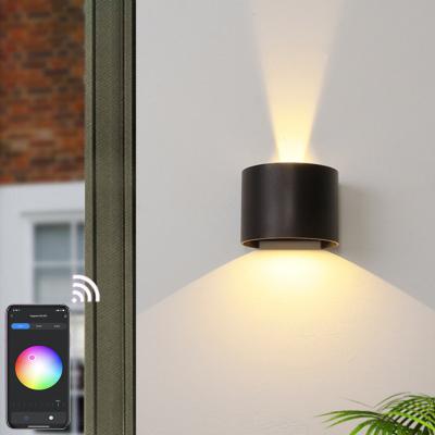 China Modern Contemporary Smart Wall Lights Through Wall Light Lamp Tuya App Control Outdoor Wifi RGB Lighting Wall Lamp for sale