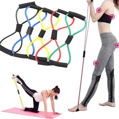 China Custom Logo Rubber Latex Fabric Elasticity Printing Tube Rose Yoga Leg Exercise Resistance Band Tops 2021 for sale