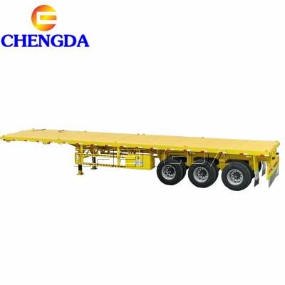 China Truck trailer 3 axle 40 feet flatbed trailer, container trailer chassis, high bed semi trailer for sale for sale