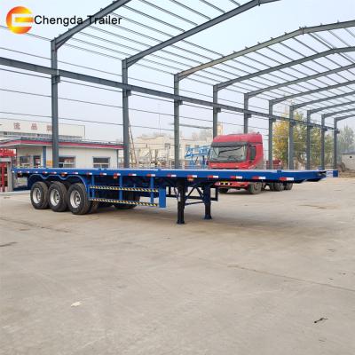 China Other Used Trailers Refurbished High Quality 40ft 3 Axle Tri Axle Flat Bed Semi Container Flatbed Trailer for sale