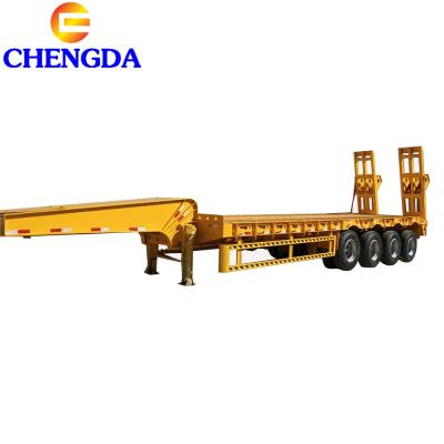 China Low Truck Trailer Price Used 2Axle 3 Axle 60 80 Ton Lowbed Low Bed Semi Trailer For Sale for sale