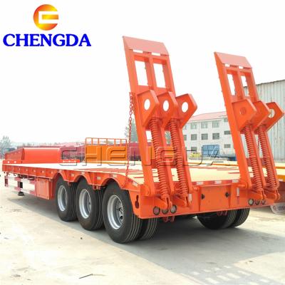 China Truck Trailer Low Bed Hydraulic Extendable Semi Trailer 3 Axle 60 Ton With Low Price for sale