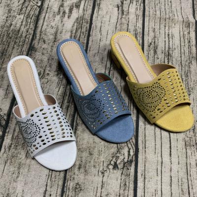 China New Diamond Slide Sandals Ladies Wedge Rhinestone Women's Open Toe Gold Glitter Slippers Style Deodorization Workmanship for sale