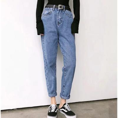 China New style 2 colors ladies jeans breathable spring women's loose jeans and slim casual denim pants stretch high waist jeans for sale