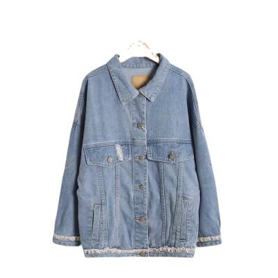 China Breathable Korean version of the new spring denim jacket female friend style washed fringed loose casual jacket large for sale