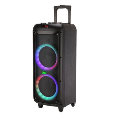 China LED Flashing Light Customize Logo OEM 60W Dual 8 Inch Large Tooth RGB RGB Power Radio BT Light Blue Outdoor Speaker for sale