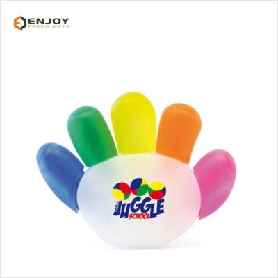 China Custom Printed Plastic 5 Colours Fingers Hand Shape Highlighter For Promotions Kids Use for sale