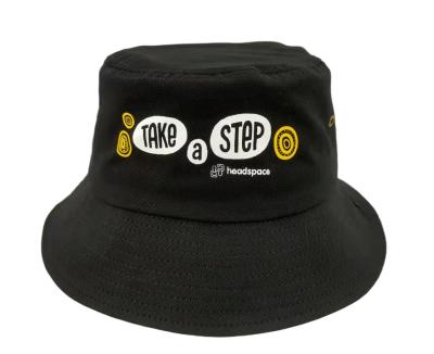 China Custom Made Promotional Cotton Material Printed Bucket Hats Headwear for sale