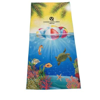 China Promotioneel Custom Full Color Printed Microfiber Sport Beach Towel Zachte Snelle Droog Te koop