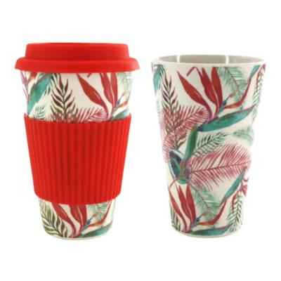 China 8oz Reusable Plastic Coffee Cups With Lid Wheat Straw Material Full Colour Wrap Printed for sale