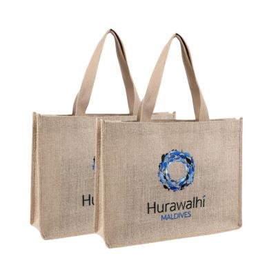 China Promotion Reusable Embroidery Natural Jute Bags For Shopping for sale