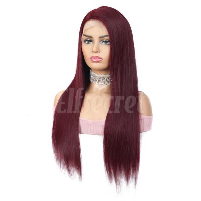 China Straight 99J Wine Hair Lace Wig In Stock Ready To Ship Wholesale Seller Wine Red Color Hair Lace Front Wigs For Black Women for sale