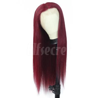 China Straight Cheap Hair 99J Wigs In Stock Ready To Ship Vendor Wholesale Wine Red Color Pre Colored Hair Lace Front Wigs Vendor for sale