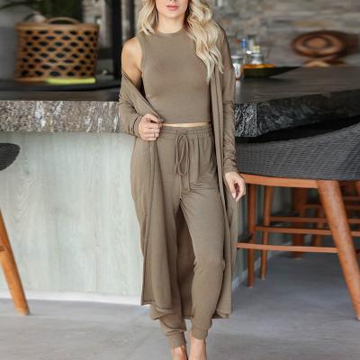 China 2022 New Arrivals QUICK DRY Sportswear Knit Outfits Crop Workout Gym Top Designer Women Clothing Summer 3 Piece Set for sale