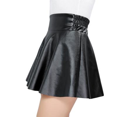 China Lady Girl Skirt Pu Office Dry Cleaning Autumn Winter Black Cheap Formal Leather Trim A Line High Waisted Mini Skirt Women for sale