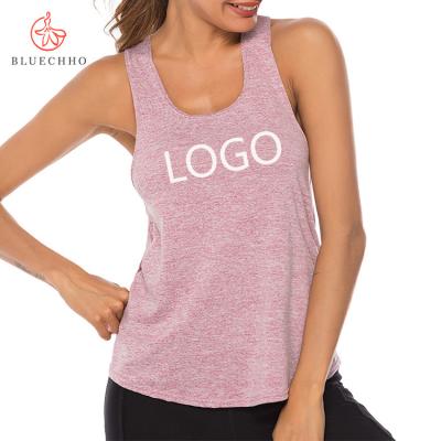 China Logo Fashion Sport Wear Solid Color Gym Clothing Summer Sports Vest Women Workout Breathable Custom Tank Tops for sale