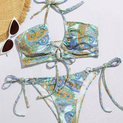 China Reversible 2022 New Arrivals Designer Knitted Bathing Suit Sexy Luxury Swimwear Women High Waist Swimsuit Thong Bikini Set for sale