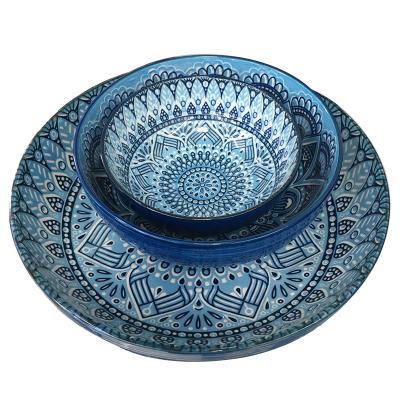 China Viable Japanese Western Ceramic Dish Set Pasta Dish Moroccan Style Family Breakfast Fruit Salad Bowl Rice Bowl Soup Bowl Set for sale