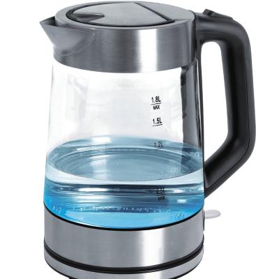 China Cheap Electric Kettle 1.8L Home Appliances Water Base 360 ​​Degree Rotation Best Kettle Tea Kettle Blue Electric Glass Whit LED Light Kettle for sale