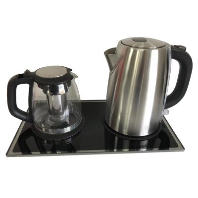 China 360 Degree Rotation Base Best Kettle Tray Set Home Appliances Electric Kettle Teapot Set 1.8 L Stainless Steel Electric Kettle Set Temperature for sale