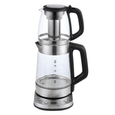 China 360 Degree Rotation Bottom Smart Glass Electric Kettle Tea Maker Set Digital Temperature Control Keep Water Warmer Electric Tea Kettle Boiler Pot Set for sale