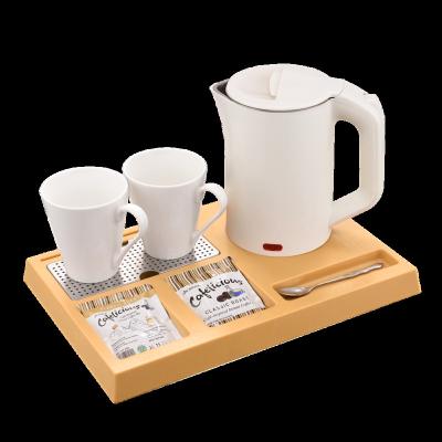 China 360 Degree Base Rotation Hotel Kettle Tray Set Home Appliances Electric Electric Tea Kettle Set 0.6L Electric Tea Kettle Set With Tray for sale