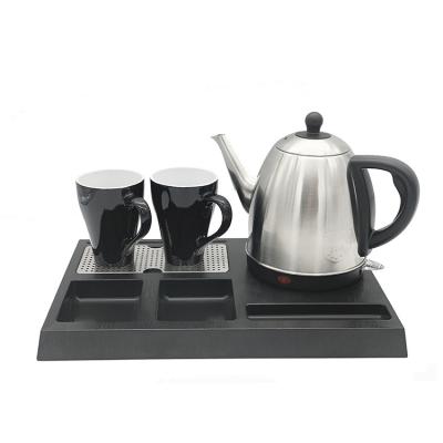 China 360 Degree Base Rotation Hotel Electric Kettle Tray Set Electric Tea Set 1.0L Stainless Steel Tea Kettle Kettle Set With Tray for sale