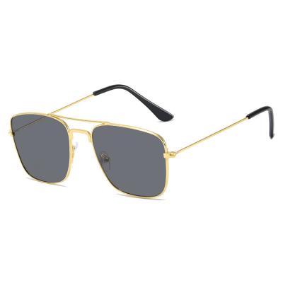 China Cheap Price Vintage Double Beam Kids Metal Sunglasses Fashion Sunglasses Small Frame Classic Square Custom Logo 400 UV for sale