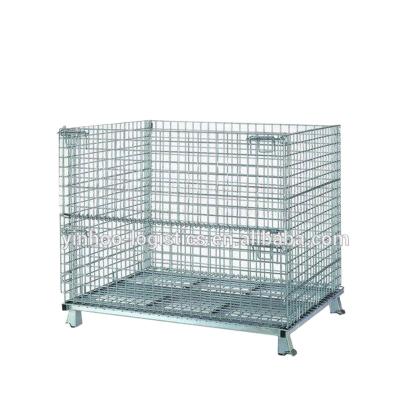 China Metal 1000*800*840 mm Galvanized Collapsible Collapsible Collapsible Wire Workshop Industrial Storage Cage for sale