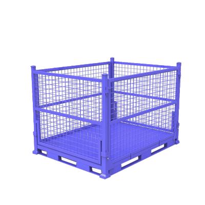 China Industrial Steel Logistics Warehouse Heavy Duty Materials Storage Pallet Folding Storage Euro gitterbox for sale