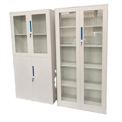 China Glass-frame glass cabinet furniture office door metal glass storage cabinet/steel cabinet for sale