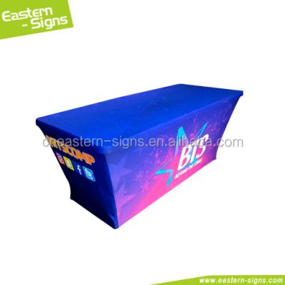 China Exhibition Booth Printing Tablecloth Stretch Tablecloth Fireproof Adjustment Table Wrap for sale