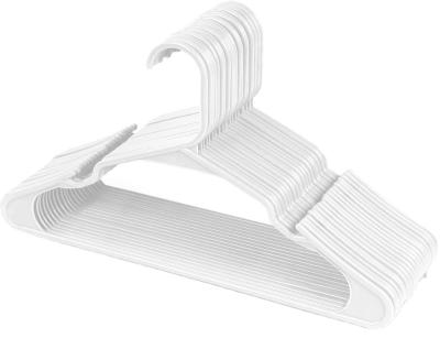 China CLASSIC white plastic hangers for clothes - space saving notched hangers - durable and slim - shoulder grooves for sale