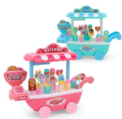 China Eductional Preschool Toys Hot Sale Kids Game Room Ice Cream Car Toy Cosplay Candy Trolley Girl Toy for sale