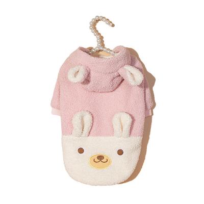 China Sustainable Cartoon bear hooded Cute pet cold proof clothing polar fleece pet clothing dog clothes pet cotton coat for sale