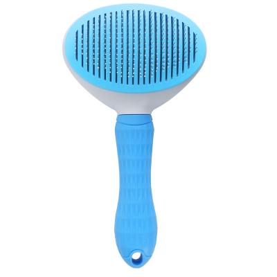 China Stocked Thin Adjustable Stainless Steel Needle Pet Comb Pet Dematting Comb Pet Grooming Brush for Dog Cat One-click Quick Hair Removal for sale