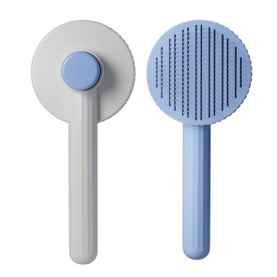 China Stocked Pet Massage Hair Removal Comb Cartoon Cat comb Stainless Steel Pet Grooming Brush Self Cleaning Floating Hair Removal for sale