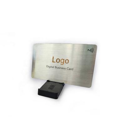 China Waterproof / Weatherproof In stock samples supply blank silver stainless metal+brushed PVC 215 business nfc card for sale