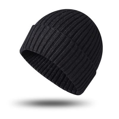 China Stylish Thick Warm Elastic Stripe Rib Knit Unisex Cuff Toque Beanie Hat Fashion Custom Made COMMON for sale