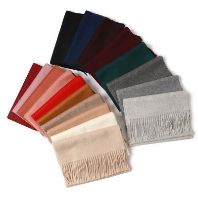 China Wholesale Fringe Plain Long Plain Goat Cashmere Soft Cover Up Scarf Women Real for sale