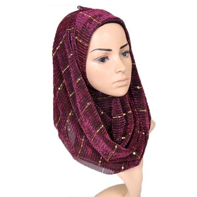 China Wholesale Fashion Running Glitter Ply Women Prayer Shawl Shiny Polyester Polyester Shimmer Hijabs Scarves 2019 for sale