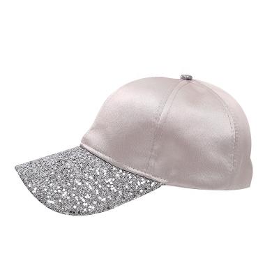 China Wholesale COMMON Adjustable Satin Fabric Sequin Sun Visor Baseball Cap for sale