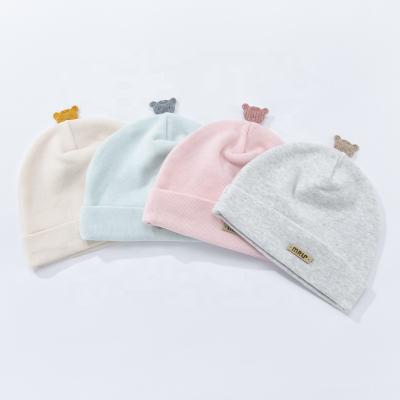 China Plain Color Organic Bamboo Cotton Baby Beanie For Factory Newborn Children Kids Casual Wholesale Custom Hats for sale