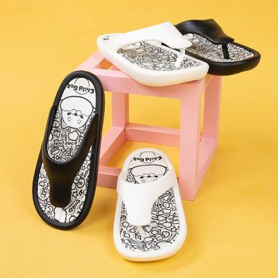 China Unisex Men's Cushioning Flip Flops Wear-Resistant Graffiti Flip Flops for sale