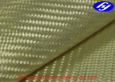 China Geweven Aramid-Stof met hoge weerstand/2x2-Vezel van Keperstof de Gele Kevlar Aramid Te koop