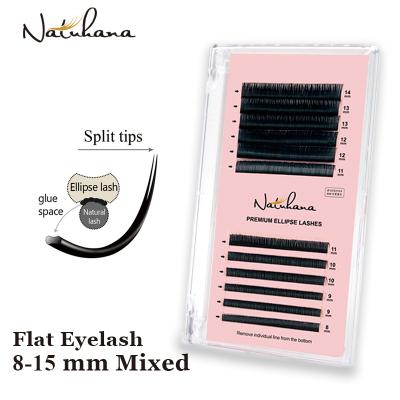 China NATUHANA Natural Long Eyelash Extension Flat Ellipse Lashes Matte Faux Mink False Eyelashes Provide Different Split Tips for sale