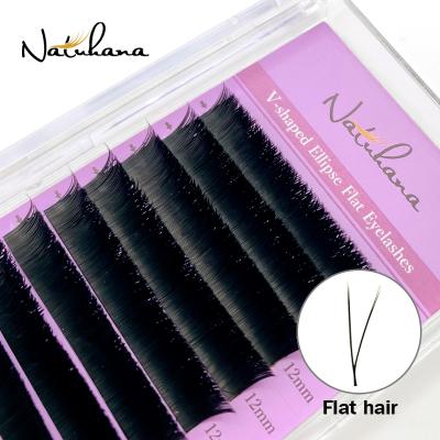 China Wholesale NATUHANA 2021 Long Eyelash Extension Normal Private Label V Natural Ellipse Shape And Best Quality Bulk Korean Silk Eyelash Extension for sale